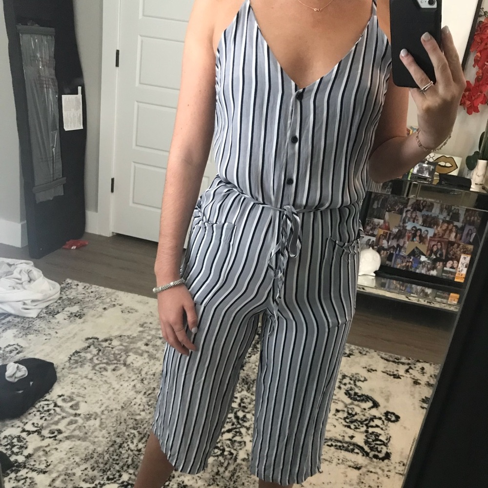 blue stripped jumpsuit